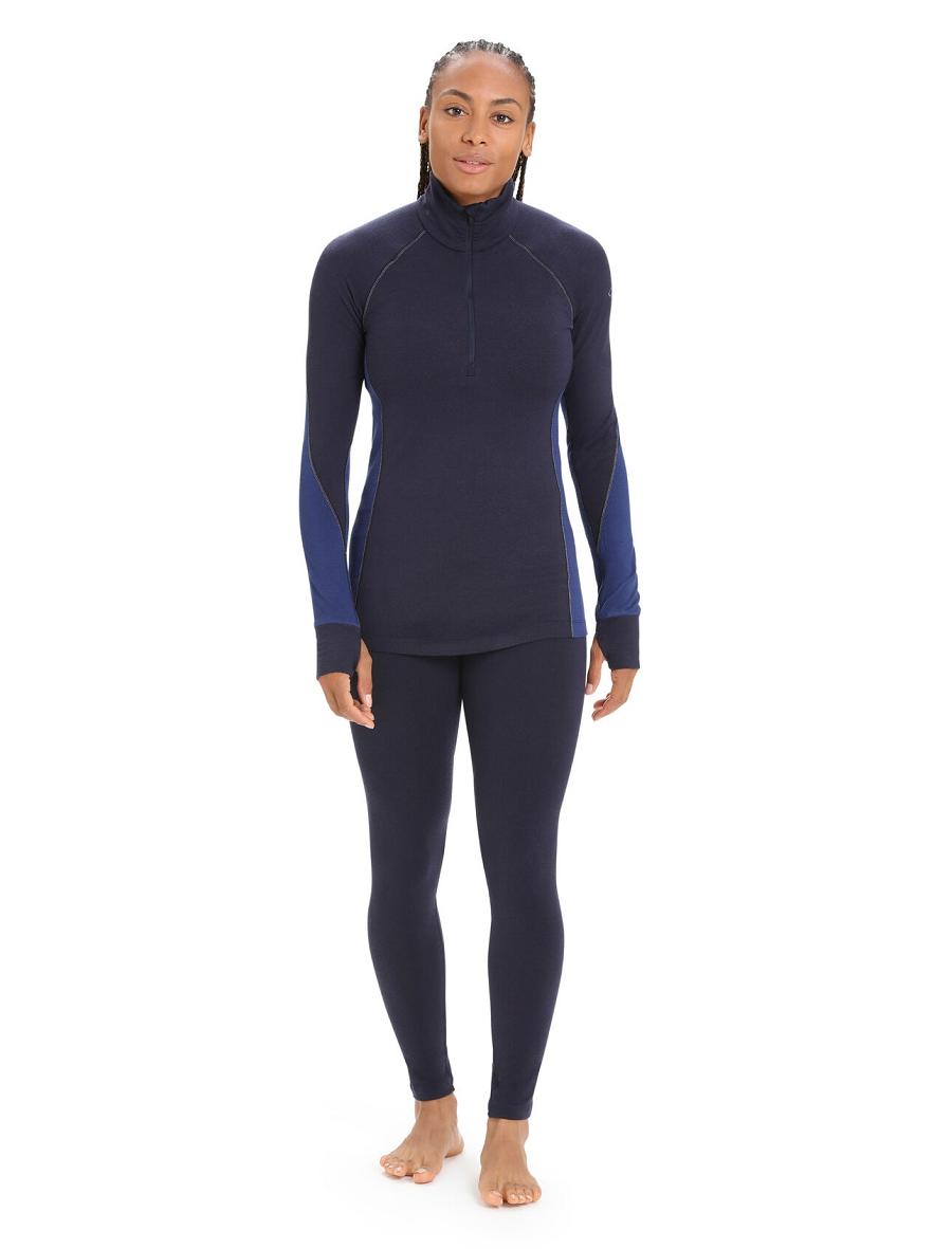 Midnight Navy / Royal Navy Women's Icebreaker BodyfitZone™ Merino 260 Zone Long Sleeve Half Zip Thermal Top Base Layers | USA 1897CTVE